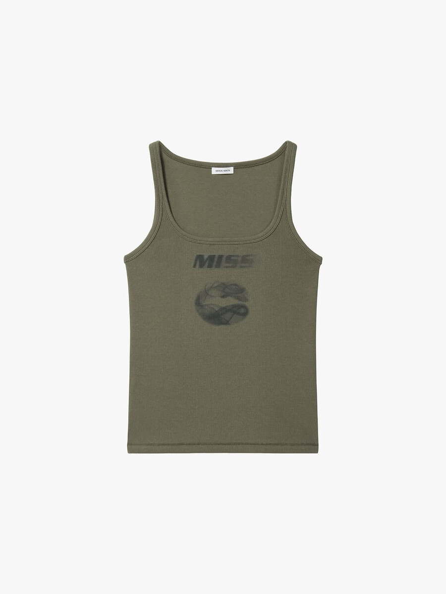 Ärmelloses t-shirt mit lippenprint