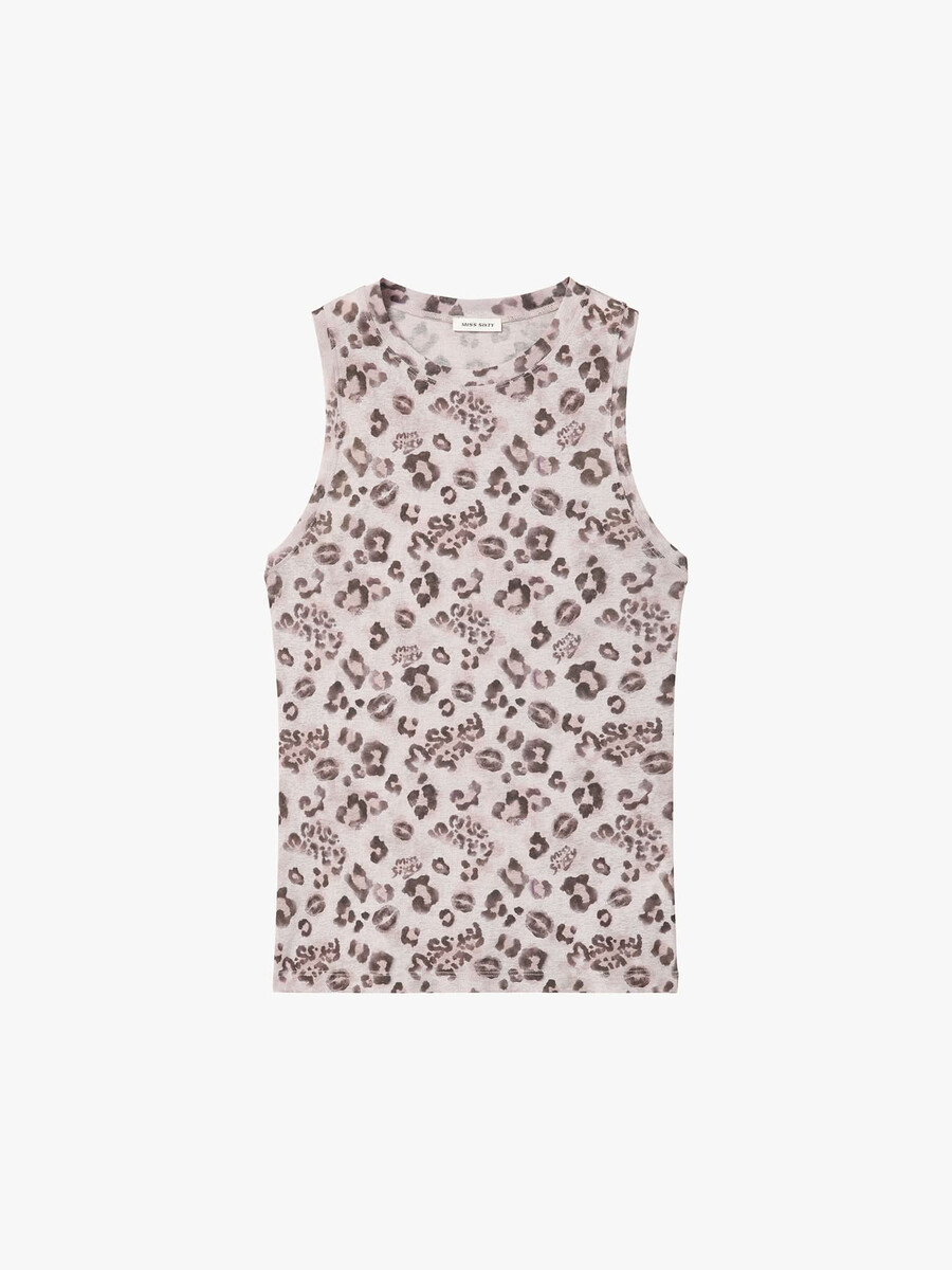 Ärmelloses t-shirt mit leopardenmuster