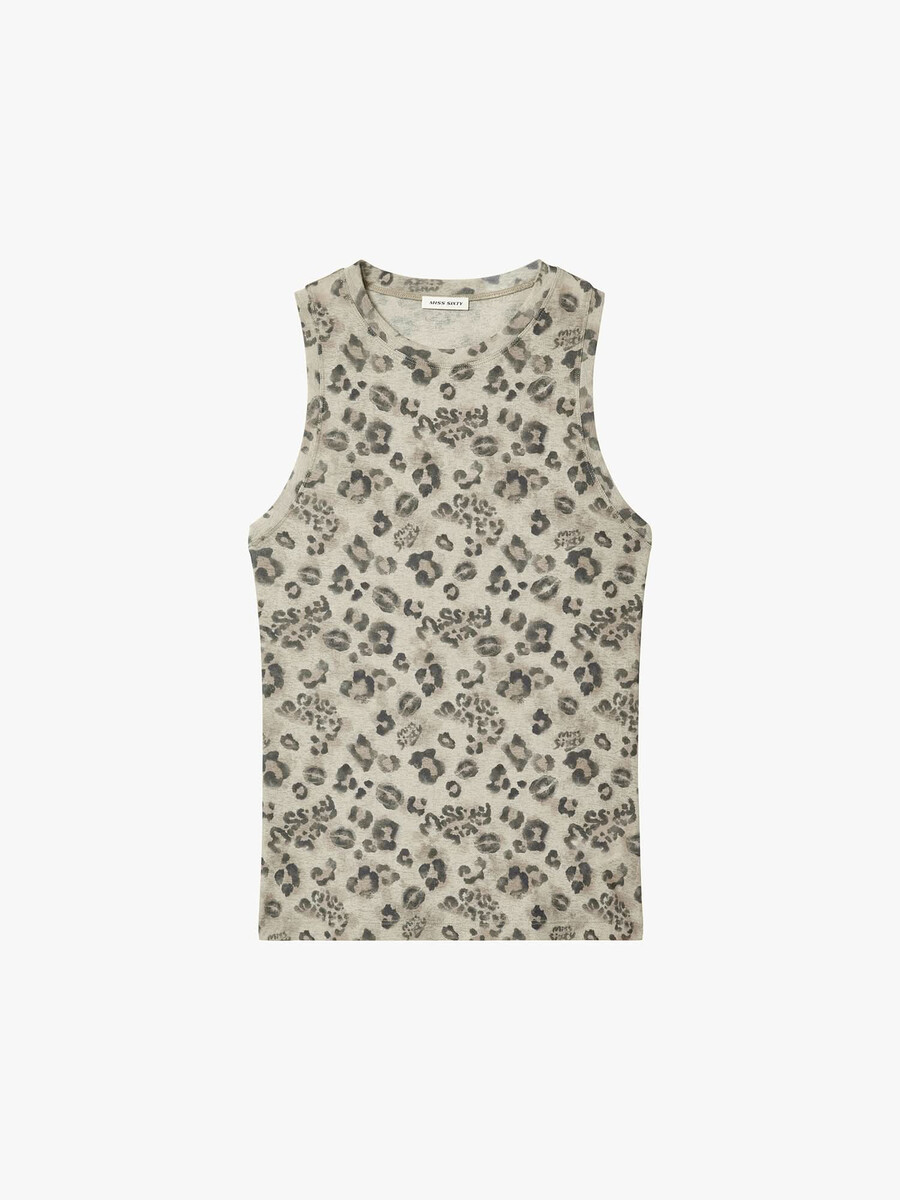 Ärmelloses t-shirt mit leopardenmuster